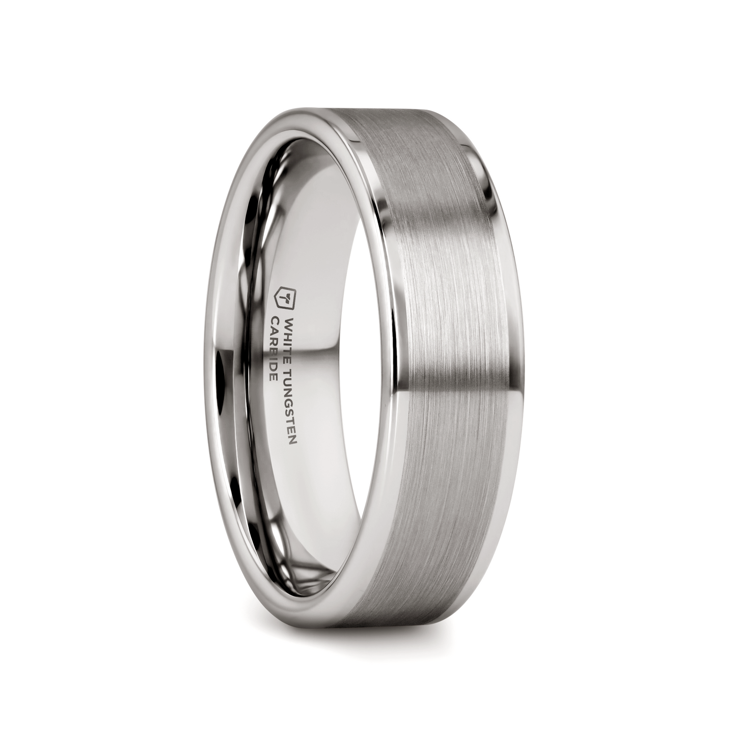 WAYNE Flat White Tungsten Wedding Band with Brushed Finished Center - 4mm - 8mm