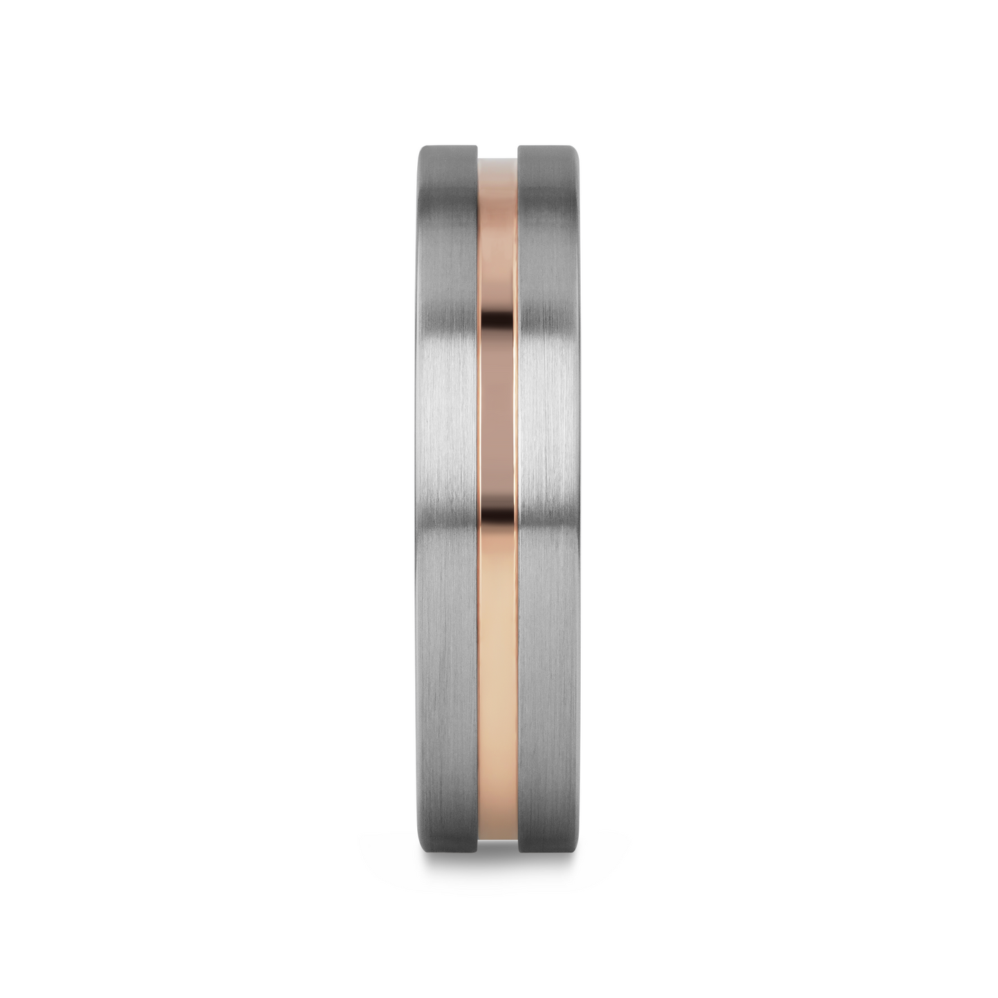 ZEUS Flat Brushed Finish Tungsten Carbide Ring with Rose Gold Plated Groove - 4mm - 10mm