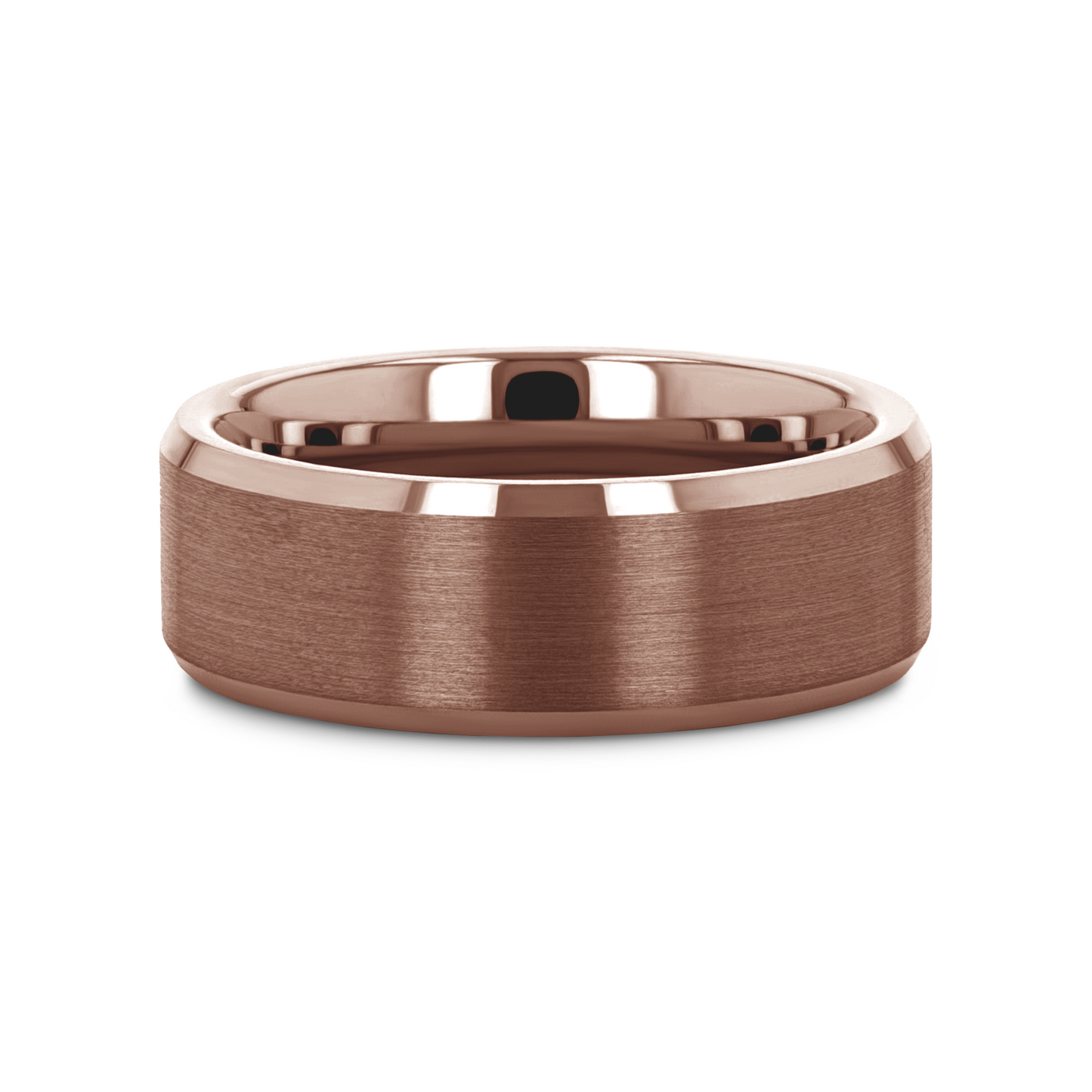 ROKA Flat Beveled Espresso Tungsten Carbide Ring with Brushed Center - 8mm