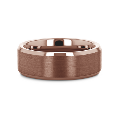 ROKA Flat Beveled Espresso Tungsten Carbide Ring with Brushed Center - 8mm