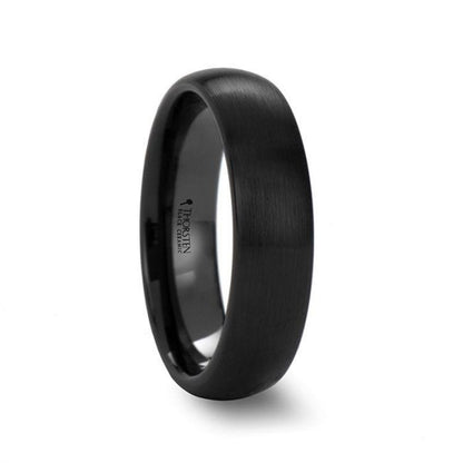 ATTOR Domed Brush Finished Black Ceramic Wedding Band - 2mm - 6mm