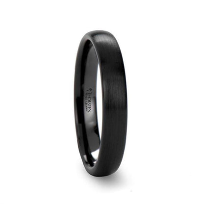 ATTOR Domed Brush Finished Black Ceramic Wedding Band - 2mm - 6mm