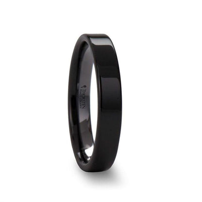 FRAENER Flat Polish Finished Black Ceramic Wedding Ring - 2mm - 6mm