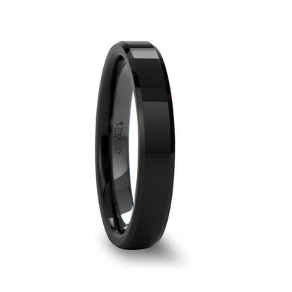 CITAR Polished Finish Black Ceramic Ring with Beveled Edges - 4mm - 6mm