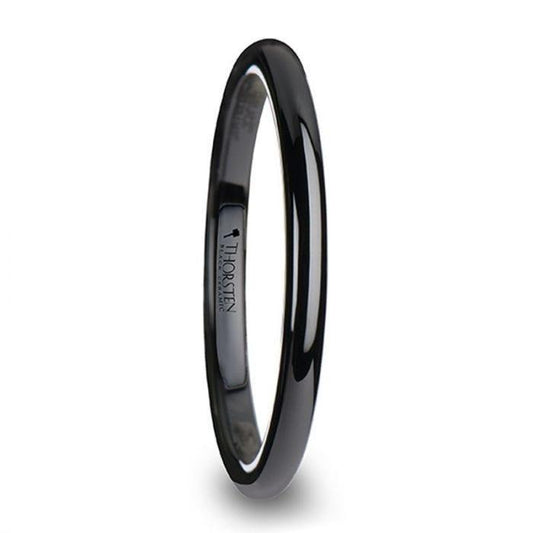 LANDON Domed Polish Finished Black Ceramic Ring - 2mm - 6mm
