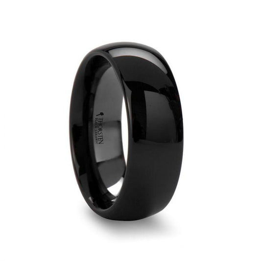 LANDON Domed Polish Finished Black Ceramic Ring - 8mm - 12mm