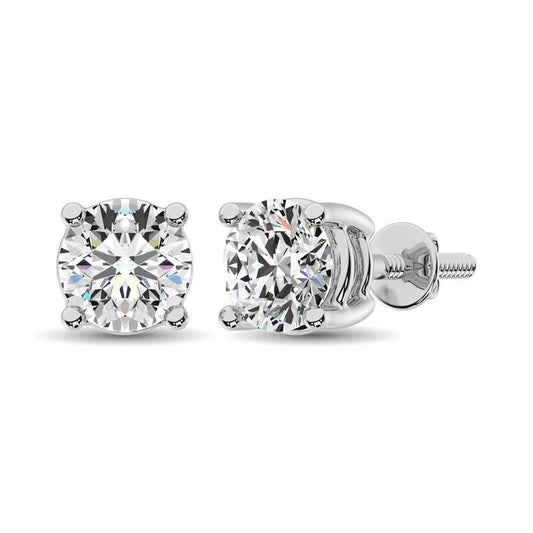 14K White Gold Lab Grown Diamond 1 1/2 Ct.Tw. Solitaire Studs - Larson Jewelers