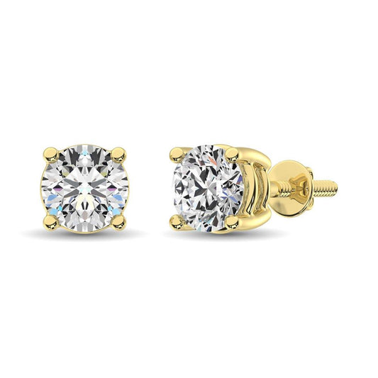 14K Yellow Gold Lab Grown Diamond 1 1/2 Ct.Tw. Solitaire Studs - Larson Jewelers