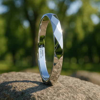 MILLENNIUM Tungsten Wedding Band with 288 Diamond Facets – 2mm – 10mm