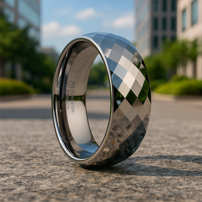 MILLENNIUM Tungsten Wedding Band with 288 Diamond Facets - 10mm