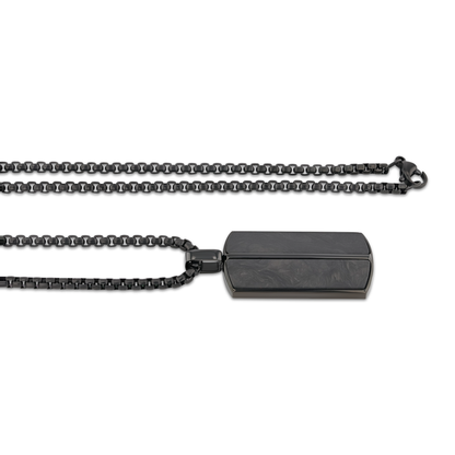 Stainless Steel Pendant with Carbon Fiber Inlay and 22 Inch Matching Chain