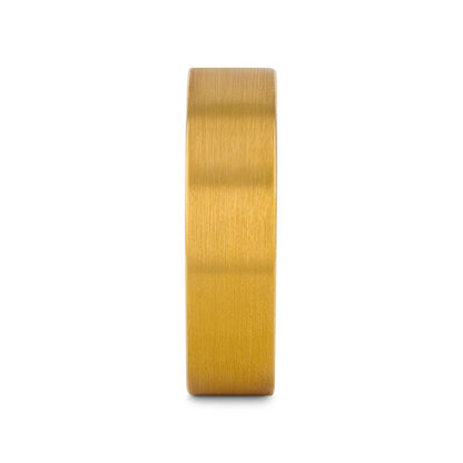 AUDEN Gold Plated Flat Brushed Finished Tungsten Wedding Ring - 6mm & 8mm