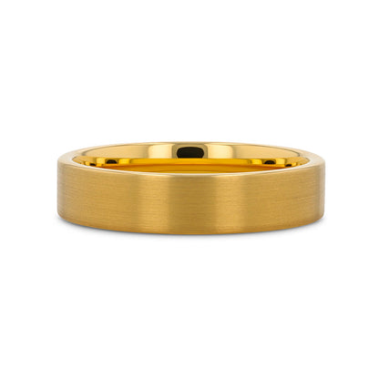 AUDEN Gold Plated Flat Brushed Finished Tungsten Wedding Ring - 6mm & 8mm