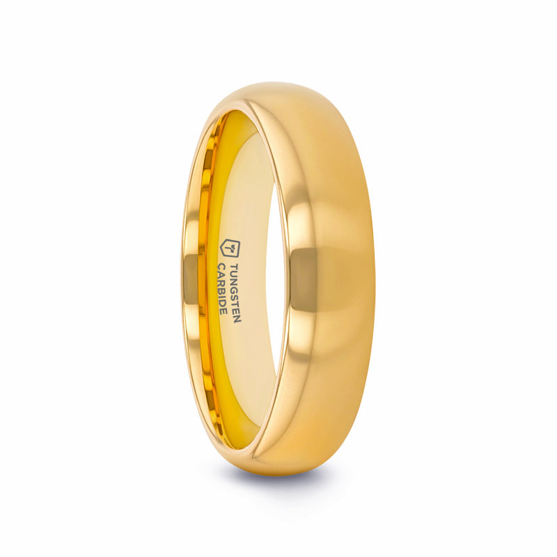 ORO Traditional Domed Gold-Plated Tungsten Carbide Wedding Ring - 4mm - 10mm