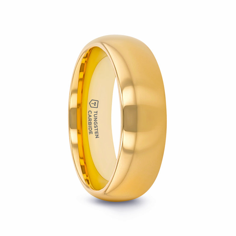 ORO Traditional Domed Gold-Plated Tungsten Carbide Wedding Ring - 4mm - 10mm
