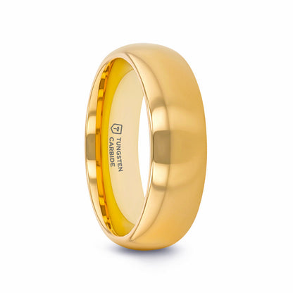 ORO Traditional Domed Gold-Plated Tungsten Carbide Wedding Ring - 4mm - 10mm