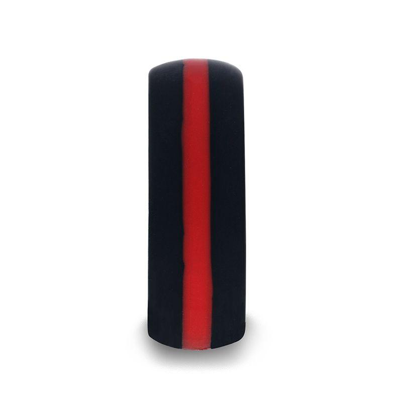 ZARIA Matte Black Men's Silicone Ring With Vibrant Red Colored Inlay - 8mm