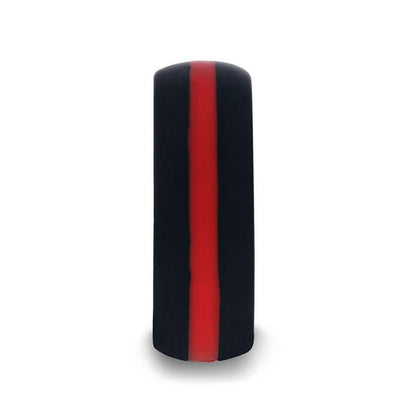 ZARIA Matte Black Men's Silicone Ring With Vibrant Red Colored Inlay - 8mm