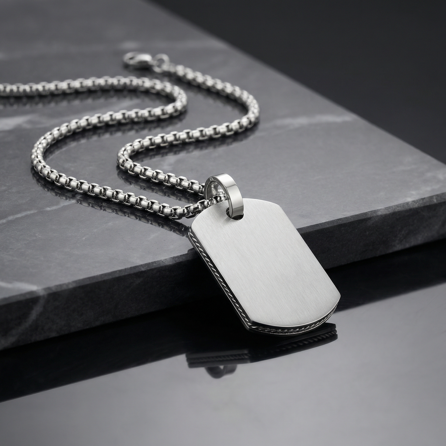 Stainless Steel Dog Tag Pendant with 22in Steel Chain