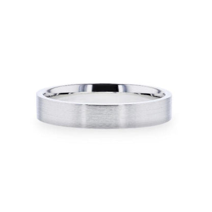 ARISTOCRAT Silver Brushed Finish Flat Style Wedding Band - 4mm & 8mm