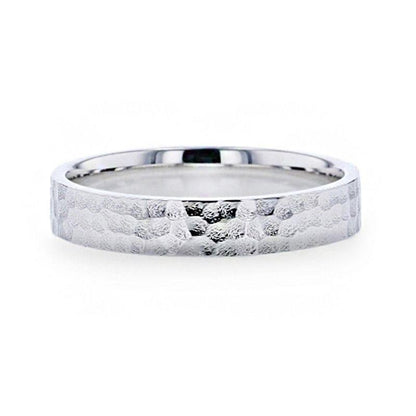 SILVERADO Silver Hammered Finish Flat Style Wedding Band - 4mm & 8mm