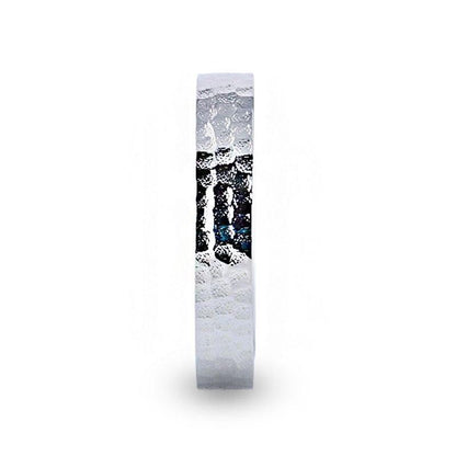 SILVERADO Silver Hammered Finish Flat Style Wedding Band - 4mm & 8mm