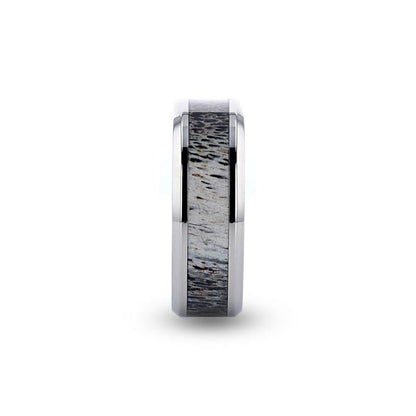 CARIBOU Polished Beveled Titanium Men's Wedding Band with Ombre Deer Antler Inlay - 8mm
