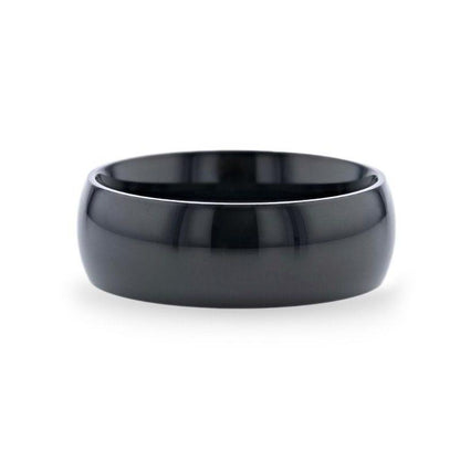 VAREN Black Titanium Polished Finish Men’s Domed Wedding Band - 8mm