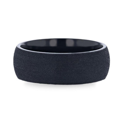CIMMERIAN Domed Black Titanium Men's Wedding Band With Sand Blasted Finish - 8mm