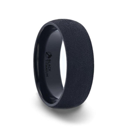 CIMMERIAN Domed Black Titanium Men's Wedding Band With Sand Blasted Finish - 8mm