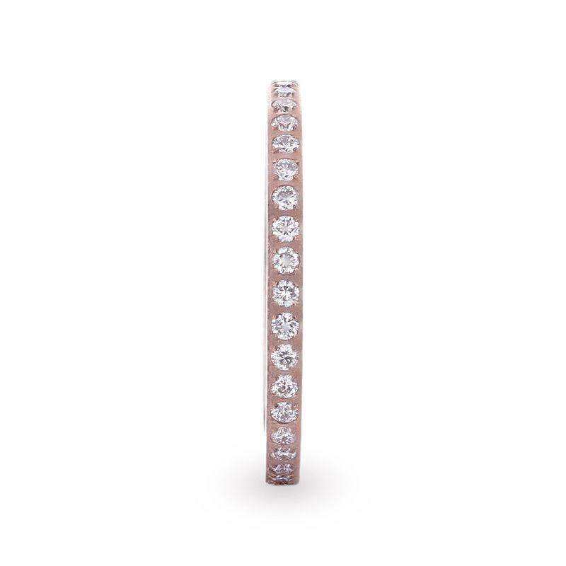 LILLIAN Flat Polished Rose Gold Plated Titanium Women's Wedding Ring With Small Lab-Created White Diamonds Setting - 2mm