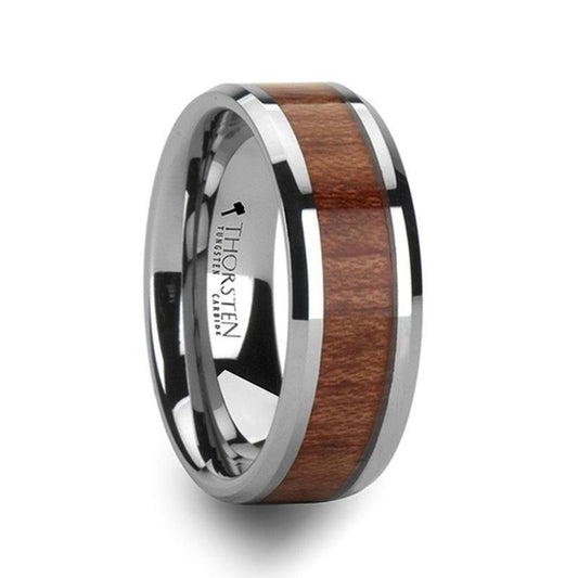 KODIAK Tungsten Wedding Band with Bevels and Rosewood Inlay - 8mm - 12mm