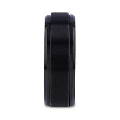 REVOLVE Black Tungsten Brushed Finish Spinner Polished Base Spinning Band - 6mm & 8mm