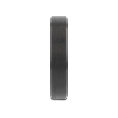 ELISE Black Tungsten Ring with Polished Beveled Edges and Brush Finished Center - 4mm - 6mm