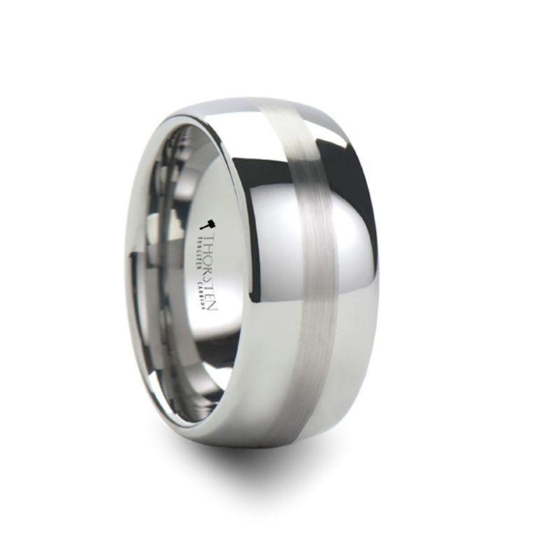 BELLATOR Domed with Brushed Stripe Tungsten Wedding Ring - 8mm - 12mm