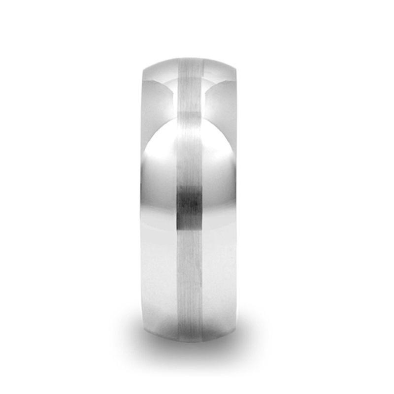 BELLATOR Domed with Brushed Stripe Tungsten Wedding Ring - 8mm - 12mm