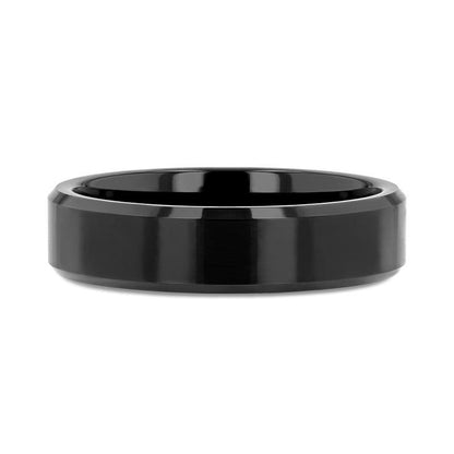 INFINITY Black Tungsten Ring with Beveled Edges - 4mm - 6mm