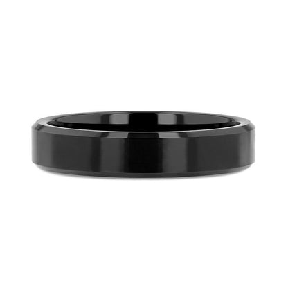 INFINITY Black Tungsten Ring with Beveled Edges - 4mm - 6mm