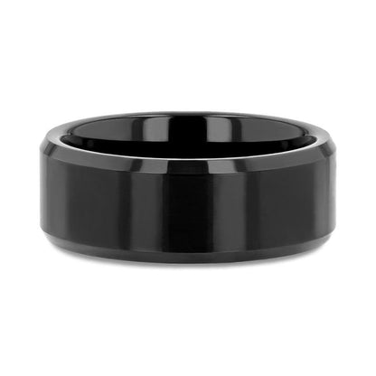 INFINITY Black Tungsten Ring with Beveled Edges - 8mm - 12mm