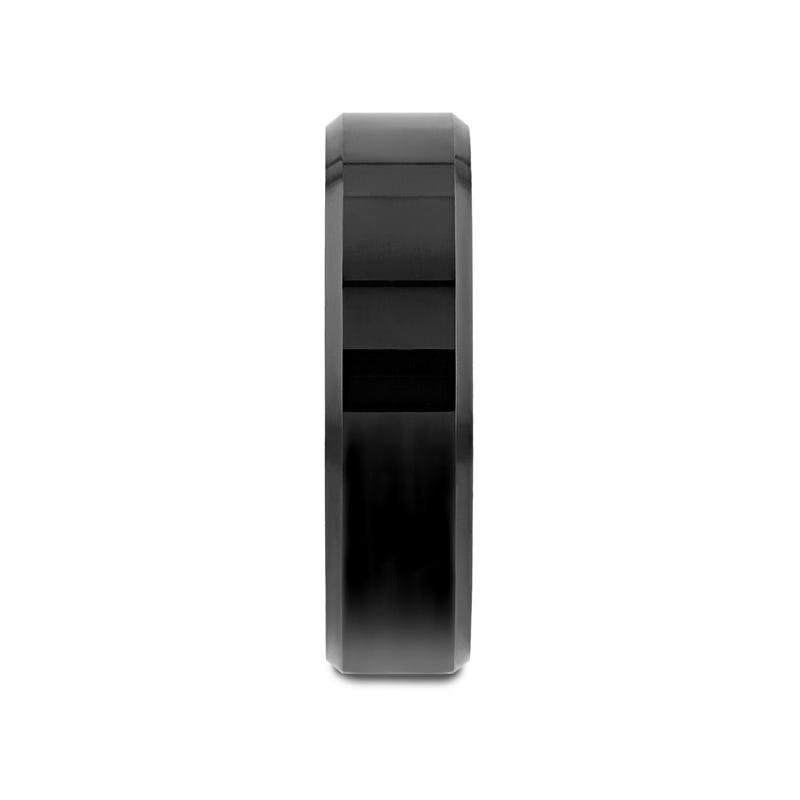 INFINITY Black Tungsten Ring with Beveled Edges - 4mm - 6mm