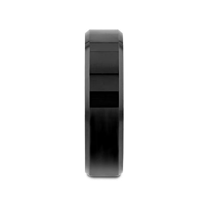 INFINITY Black Tungsten Ring with Beveled Edges - 4mm - 6mm