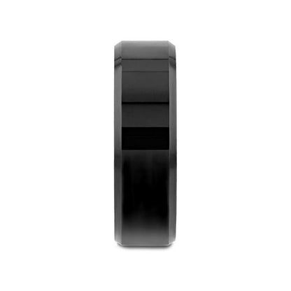 INFINITY Black Tungsten Ring with Beveled Edges - 4mm - 6mm