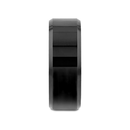 INFINITY Black Tungsten Ring with Beveled Edges - 8mm - 12mm