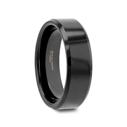 INFINITY Black Tungsten Ring with Beveled Edges - 4mm - 6mm