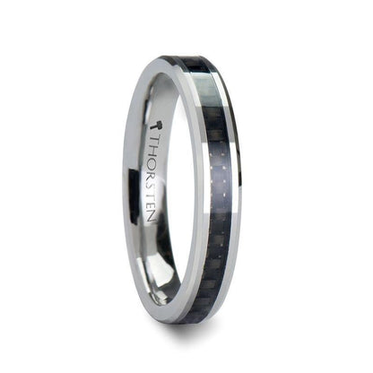MAXIMUS Black Carbon Fiber Inlay Tungsten Carbide Wedding Band - 8mm - 12mm