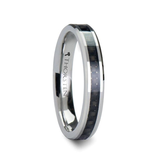 MAXIMUS Black Carbon Fiber Inlay Tungsten Carbide Wedding Band - 4mm - 6mm