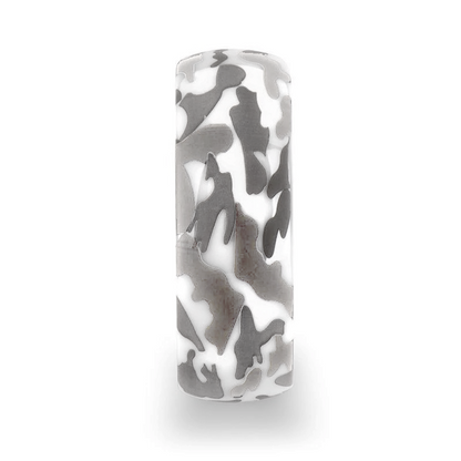 STRYKER Camo White Ceramic Wedding Band Domed - 8mm