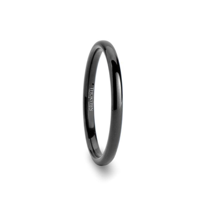 RAVEN Domed Black Tungsten Wedding Band - 8mm - 12mm