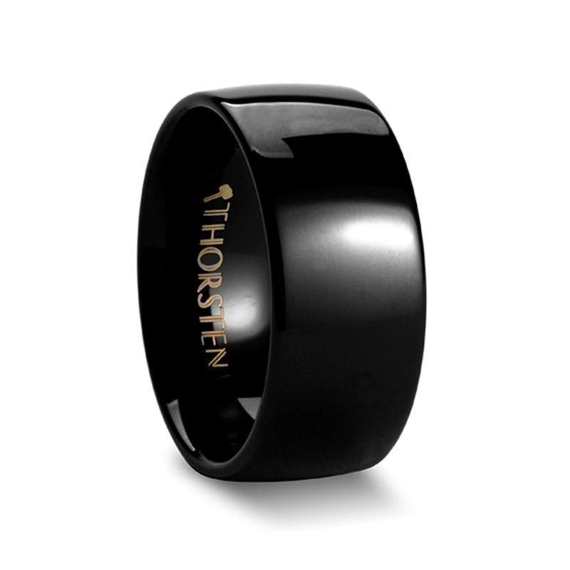 RAVEN Domed Black Tungsten Wedding Band - 8mm - 12mm