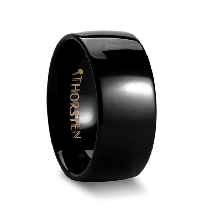 RAVEN Domed Black Tungsten Wedding Band - 8mm - 12mm